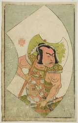 O ator Ichikawa Shoemon, de "A Picture Book of Stage Fans (Ehon butai ogi)"