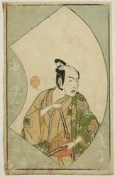 O ator Ichikawa Somegoro, de "A Picture Book of Stage Fans (Ehon butai ogi)"