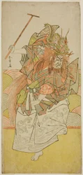 O ator Ichimura Uzaemon IX como uma encarnação do Rei Dragão na peça Saki Masuya Ume on Kachidoki, representada no Teatro Ichimura no décimo primeiro mês de 1778