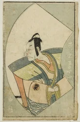 O ator Matsumoto Koshiro II, de "A Picture Book of Stage Fans (Ehon butai ogi)"