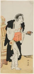 O Ator Nakamura Nakazo I como o Monge Renegado Dainichibo Solicitando Esmolas, na Peça Edo Meisho Midori Soga (Lugares Famosos em Edo: A Green Soga), encenada no Teatro Morita a partir do décimo quinto dia do primeiro mês, 1779