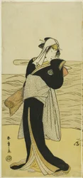 O ator Nakamura Riko I como Hanako, a filha de Koshiba Kamon, disfarçada de Yotaka (prostituta de classe baixa), na peça Kotobuki Banzei Soga, apresentada no teatro Ichimura no quinto mês, 1783