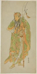 O ator Nakamura Tomijuro I como o herói chinês Kan