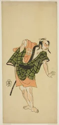 O Ator Otani Hiroji III como Onio Shinzaemon (?) na Peça Bunshin Sugatami Soga (?), Realizada no Teatro Morita (?) no Segundo Mês, 1765 (?)