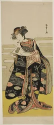 O ator Segawa Kikunojo III como Onami disfarçado de princesa dragão na peça Saki Masuya Ume no Kachidoki, apresentada no Teatro Ichimura no décimo primeiro mês de 1778