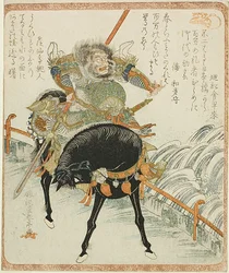 Chohi (Zhang Fei) num cavalo preto