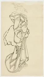 Walking Courtesan (estudo), c.1815-1849 (tinta no papel