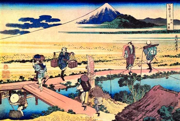 36 vistas do Monte Fuji, Japão : vista de Nakahara na província de Sagami, Japão - Impresso por Katsushika Hokusai (1760-1849) (escola ukiyo-e) 1830-1833 State A Pushkin Museum of Fine Arts, Moscovo