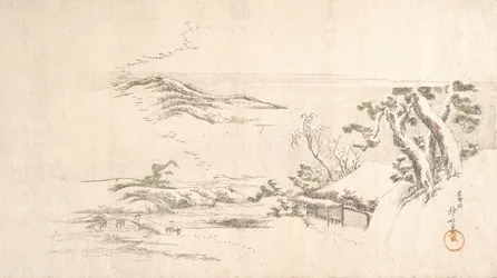 Uma paisagem coberta de neve com nuvens cinzentas, ca. 1800.