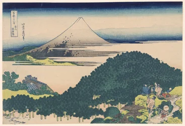 Almofada Pinheiro em Aoyama (Aoyama Enza no matsu), da série "Trinta e seis vistas do Monte Fuji (Fugaku sanjurokkei)"