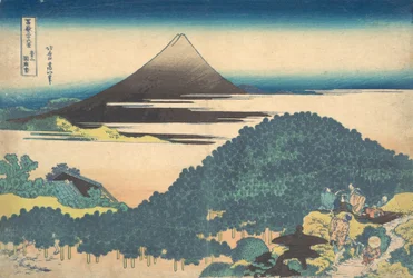 Almofada Pine em Aoyama Aoyama enza no matsu, da série Trinta e seis vistas de ..., ca. 1830-32.