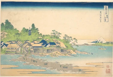 Enoshima, na província de Sagami (Sōshū Enoshima), da série «Trinta e seis vistas do Monte Fuji» (Fugaku sanjūrokkei)