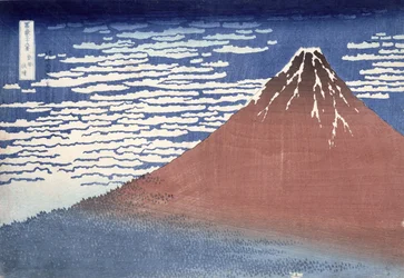 Bom tempo com vento sul, de &39;Fugaku sanjurokkei&39; (Trinta e seis vistas do Monte Fuji) c.1831 (impressão xilogravura colorida)