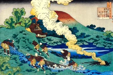Da série Cem Poemas de Cem Poetas: Kakinomoto no Hitomaro, c1830.