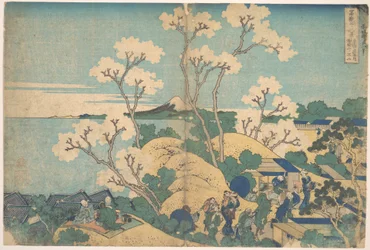 O Monte Fuji visto de Gotenyama, em Shinagawa, na Tōkaidō (Tōkaidō Shinagawa Gotenyama no Fuji), da série «Trinta e seis vistas do Monte Fuji» (Fugaku sanjūrokkei)
