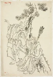 Jo e Uba; Tema de Takasago, ca. 1815-49 (tinta no papel)