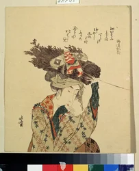 "A girl from Ohara" estampa japonesa de Katsushika Hokusai (1760-1849) 1806-1815 Museu Pushkin, Moscovo