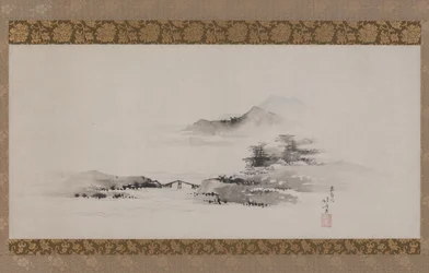 Paisagem, período Edo, c.1801-02 (tinta e cor no papel montado como pergaminho)