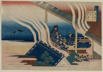 Poema de Fujiwara no Yoshitaka, da série Cem Poemas por Cem ..., 1835-36.