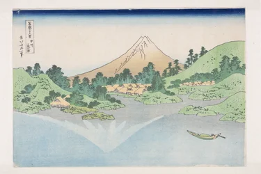 Reflexão no Lago Misaka, Província de Kai (Kosyu Misaka-suimen) (impressão em bloco de madeira colorida)