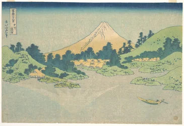 Reflexo no lago de Misaka, na província de Kai (Kōshū Misaka suimen), da série «Trinta e seis vistas do Monte Fuji» (Fugaku sanjūrokkei)