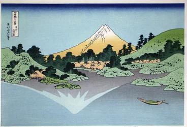 Reflexo na superfície da água, Misaka, província de Kai da série Trinta e Seis vistas do Monte Fuji, 1830-1833