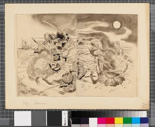 Cenas da guerra entre o Japão e a Coreia, finais do século XVIII e primeira metade do século XIX (tinta e aguada sobre papel)