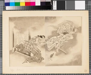 Cenas da guerra entre o Japão e a Coreia, finais do século XVIII e primeira metade do século XIX (tinta e aguada sobre papel)