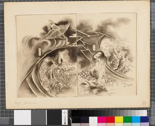 Cenas da guerra entre o Japão e a Coreia, finais do século XVIII e primeira metade do século XIX (tinta e aguada sobre papel)