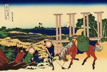 Senju na província de Musachi, c.1830 (impressão em bloco de madeira)