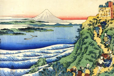 Serie de cent poemaes par cent poetes : ""Yamabe no Akahito"" Estampe de Katsushika Hokusai (1760-1849) (ecole ukiyo-e) vers 1830 State Hermitage Saint Petersbourg Russie