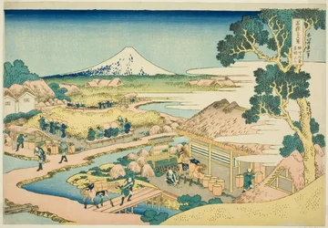 Thea Fans som do membro do Katakura Suru P Lovinse (sun sake Katakura Chaen no Fuji), da série Te "Tierty x Views f Mount Fuji (Fugaku Kasa Juroku Katsura)"