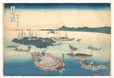 Tsukudajima, na província de Musashi (Buyō Tsukudajima), da série «Trinta e seis vistas do Monte Fuji» (Fugaku sanjūrokkei)