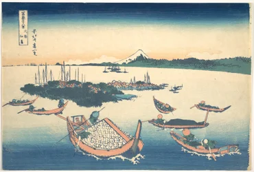 Tsukudajima, na província de Musashi (Buyō Tsukudajima), da série «Trinta e seis vistas do Monte Fuji» (Fugaku sanjūrokkei)