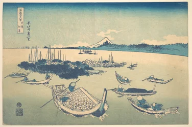 Tsukudajima, na província de Musashi (Buyō Tsukudajima), da série «Trinta e seis vistas do Monte Fuji» (Fugaku sanjūrokkei)