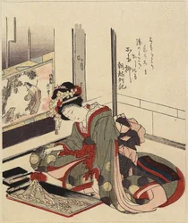 Mulher organizando Bonkei, 1820-1834