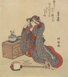 Mulher consertando o cabelo dela, 1797-1819