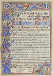 Discurso escrito de boas-vindas ao Arcebispo Frederick Temple
