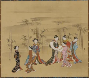 Sete jovens mulheres num bambu, século XVIII.