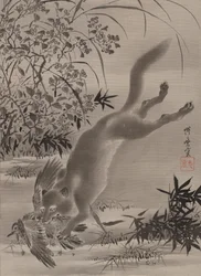 Raposa captura pássaro, ca. 1887