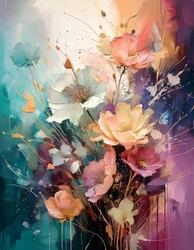 Flores coloridas em estilo pictórico