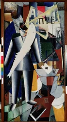 Aviateur (Aviador). Peinture de Kasimir Severinovich Malevitch (Malevich, Malevic) (1878-1935), huile sur toile