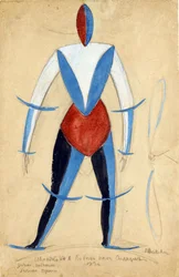 Aviador. Projeto de figurino para a ópera Victory over the sun de A. Kruchenykh par Malevich, Kasimir Severinovich (1878-1935)