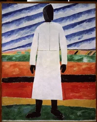 Femme de fermier avec le visage noir (Mulher de agricultor com a cara negra). Peinture de Kasimir Severinovich Malevitch (Malevich, Malevic) (1878-1935), huile sur toile