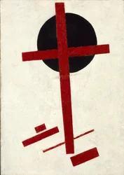Mystic Suprematism (cruz negra sobre oval vermelha) par Malevich, Kasimir Severinovich (1878-1935)