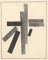 Três elementos pretos e cinco cinzentos de "Suprematismo: 34 desenhos"