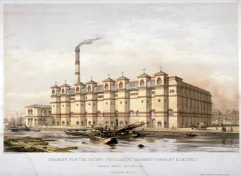 Granary on Canada Wharf, Rotherhithe, Londres, c1860