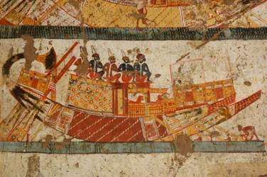 Cena de barco núbio, faraós negros, núbios, Egipto, Luxor, túmulo de Huy, vice-rei de Ku…, 2007