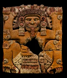 mm7677, Os maiores astecas, Pedra de Tlaltechutli transferida para o museu, Templo Mayor, Cidade do México, México..., 2010 (foto)