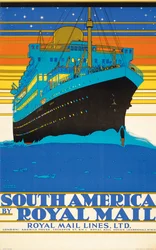 Cartaz publicitário da América do Sul pela Royal Mail Lines (litografia colorida)